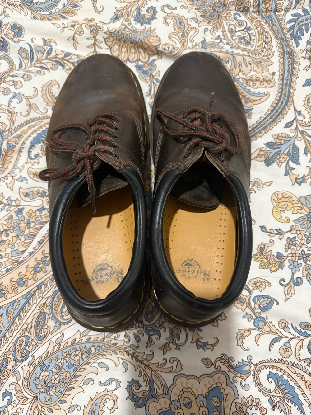 Dr. Martens Dark Brown Leather 5-Eye Lace-Up Oxfords with Yellow Welt - Picture 3 of 7
